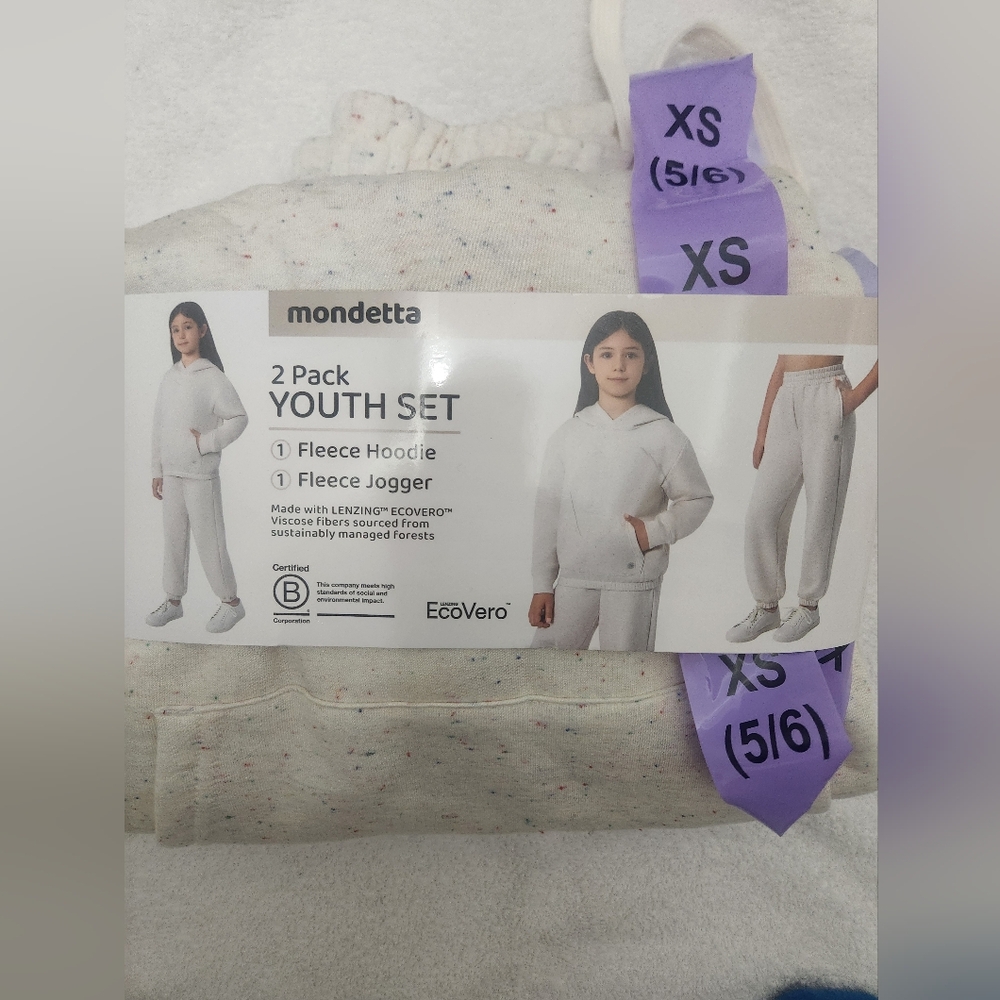 Mondetta Kids 2-Pack Youth Set - Cream and Multicolor Speckle